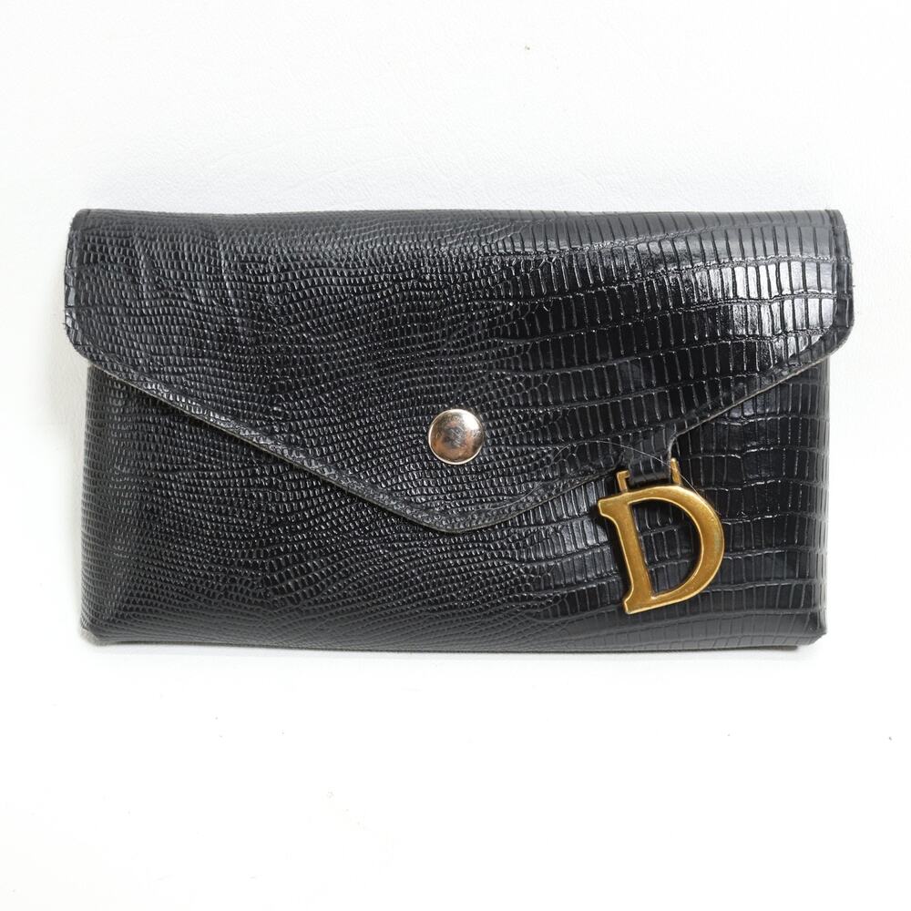 Shein Belt Bag Handbag Pouch Black Snake Embossed Faux Leather Purse No Belt